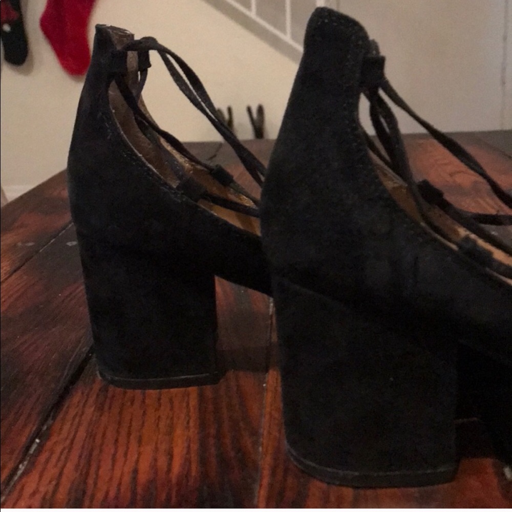 Steve Madden Black ballet laceup kitten block heel - Picture 4 of 5